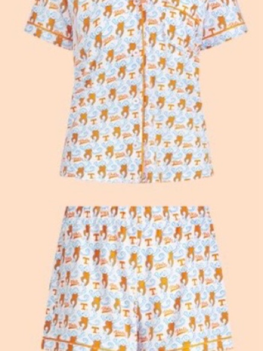 Roller Rabbit Women's Short-Sleeve Pajama Set in White and Orange Print